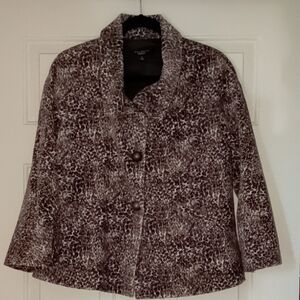 Talbots Brown Blazer Animal Print Structured